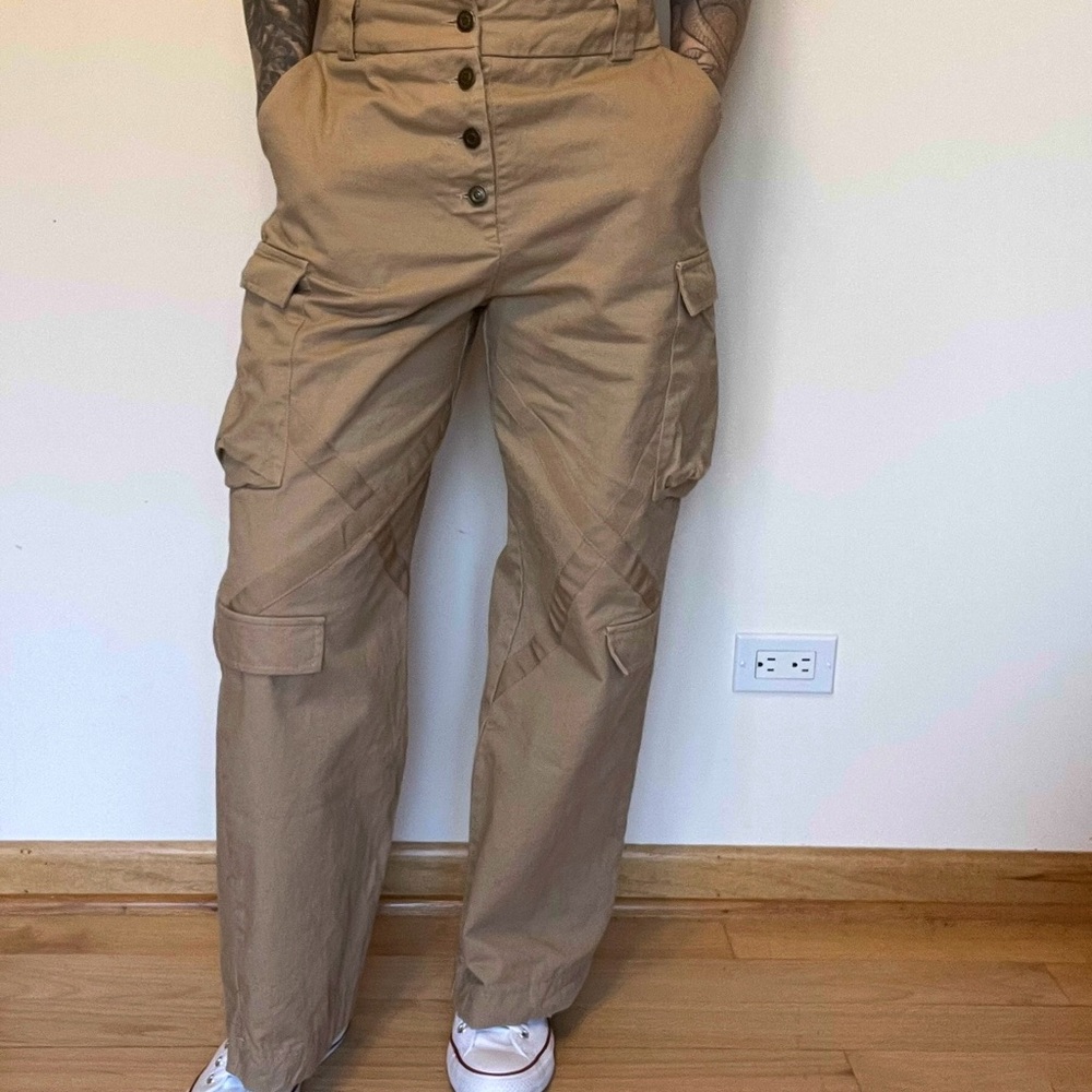 Wide leg khaki pants cargo chinos